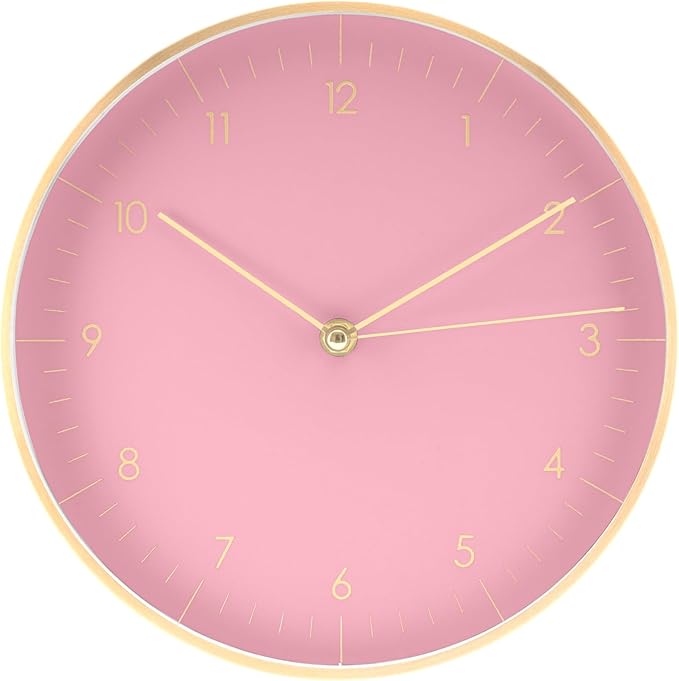 LUUK LIFESTYLE Elegant Wall Clock with Silent Movement, Modern and Minimalist Design, Gift idea for Moving-in, Decoration, in Pink and Gold-Ruum Studio Home
