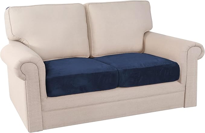 PrinceDeco Velvet Couch Cushion Cover Stretch Cushion Slipcover for Chair Loveseat Sofa Furniture Protector Seat Cushion Sofa Cover (Each Width Up to 29.5", Navy)-Ruum Studio Home