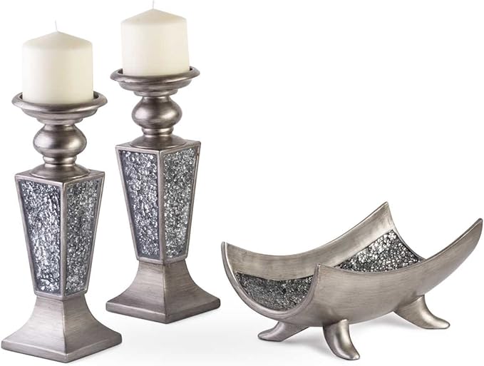 Creative Scents Schonwerk Silver Centerpiece Bowl - Coffee Table Decor - Centerpiece Table Decorations for Dining Room Living Room or Entry Table - Decorative Bowl - Best Wedding/Birthday Gift-Ruum Studio Home