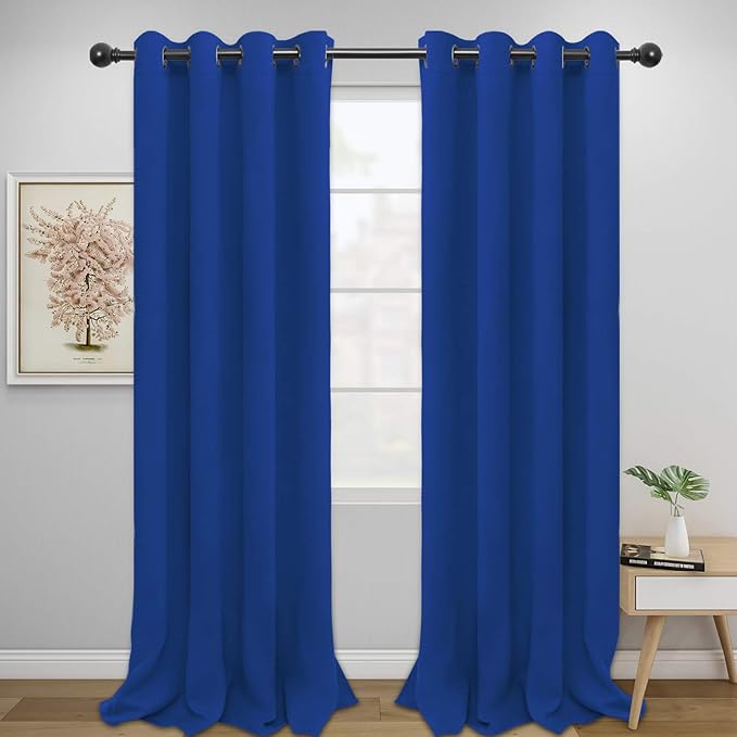 Easy-Going Blackout Curtains for Bedroom, Solid Thermal Insulated Grommet and Noise Reduction Window Drapes, Room Darkening Curtains for Living Room, 2 Panels (52x108 in,Classic Blue)-Ruum Studio Home