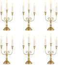 Sziqiqi Gold Taper Candle Holder for Centerpiece - 3-arm Candlesticks Holder for Wedding Table Centerpieces Metal Candle Stick Holders for Fireplace Mantle Set of 6-Ruum Studio Home
