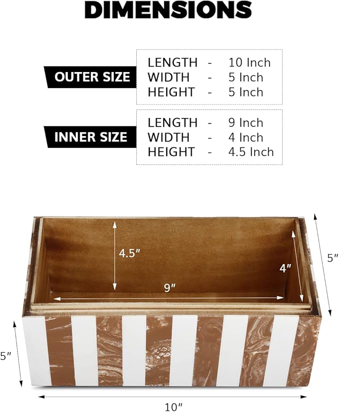 Handicrafts Home Handmade Chevron Pattern Decorative Box - Storage Organizer, Decor Centrepiece, Memory Keepsakes, Home Decor - Boho Style Treasure Box, Multipurpose Gift - Brown, 10x5x5-Ruum Studio Home