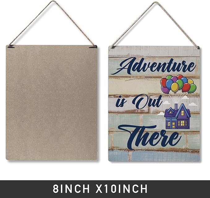 Qious Inspirational Signs Gift Farmhouse Adventure is Out There Wooden Hanging Sign Rustic Art Wall Home Living Room Bedroom Kitchen Decoration 10 x 8 Inches-Ruum Studio Home