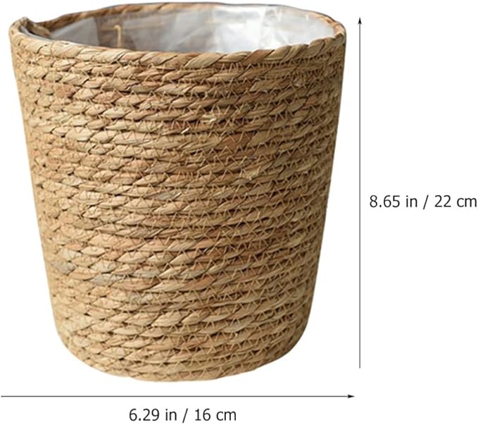 Home Decor Woven Straw Flower Pot Seagrass Planters Basket Garden Plant Pot Containers Wicker Rattan Vase Sundries Organizer Storage Bins for Indoor Outdoor Plants Vintage Decor-Ruum Studio Home