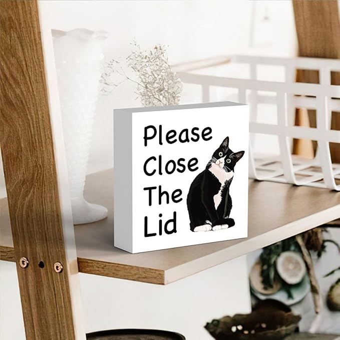 Funny Bathroom Decor, Funny Bathroom Wall Art, Black and White Bathroom Decor, Boho Bathroom Decor, Bathroom Decor for Shelves, Wooden Box Decor Sign for Home Farmhouse Living Room Table Shelf-Ruum Studio Home