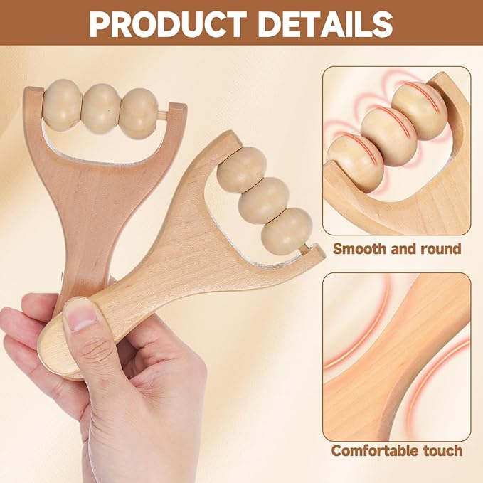 Ciieeo 2Pcs Wooden Massage Roller - Compact Handheld Tool for Foot Shoulder Neck and Waist Relaxation - Improve Sleep Quality-Ruum Studio Home