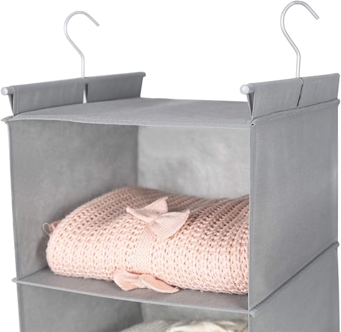 MAX Houser 6 Tier Shelf Hanging Closet Organizer, Closet Hanging Shelf with 2 Sturdy Hooks for Storage, Foldable (Light Grey)-Ruum Studio Home
