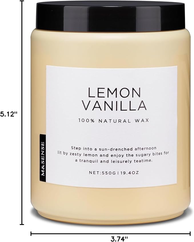 M&SENSE Candles Lemon Vanilla Scented, 19.4oz 110 Hours Long Lasting for Home 2 Wick Natural Soy Wax Non Toxic Candles in Glass Jar, Stress Relief Gifts for Women and Men-Ruum Studio Home