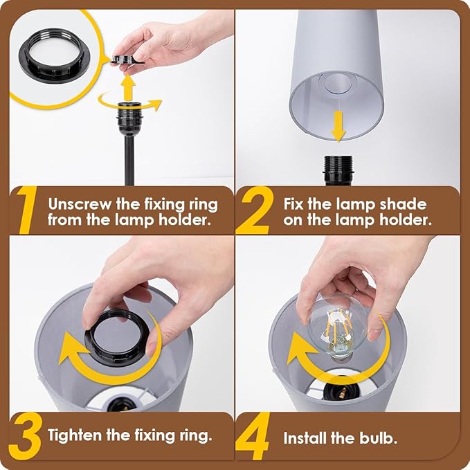 Yarra-Decor Bedside Lamp with USB Port - Touch Control Table Lamp for Bedroom 3 Way Dimmable Nightstand Lamp with Round Grey Fabric Shade for Living Room, Dorm, Home Office (LED Bulb Included)-Ruum Studio Home