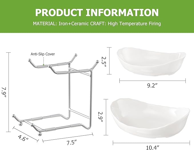 HBlife Fruit Bowl for Kitchen Counter - 2 Tier Ceramic Fruit Bowl with Metal Stand, Tiered Fruit Basket for Kitchen Counter, Serving Platters Serving Trays for Party-Ruum Studio Home