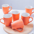 Coffee Mugs Set of 6, 12oz Ceramic Coffee Mugs with Handle, Matte Porcelain Orange Coffee Mug for Latte, Tea, Cocoa, Cappuccino, Cups for Women Men for Home Restaurant Mug (Orange)-Ruum Studio Home