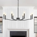Black Chandelier, Modern Dining Room Light Fixture 8 Light Candle Chandelier Over Table 44in Metal Chandeliers Lighting for Living Room Entry Master Bedroom Bathtub Kitchen-Ruum Studio Home