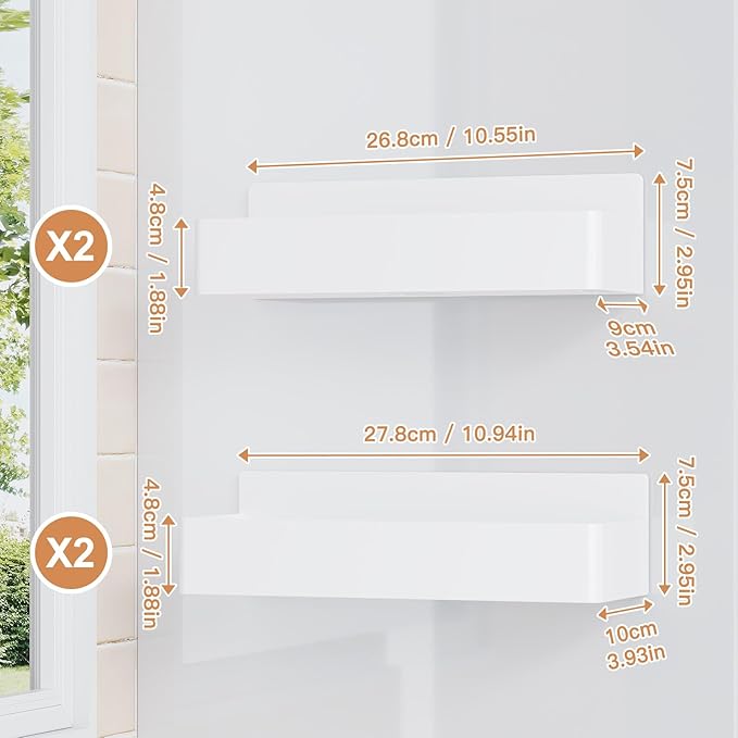 Magnetic Spice Rack for Refrigerator, Kitchen Organizer and Storage Shelf, White (4 Pack)…-Ruum Studio Home