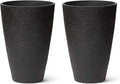 LA JOLIE MUSE 20inch Tall Black Planters Set of 2,Large Planters for Outdoor Plants,Flower Containers for Front Porch, Honeycomb-Ruum Studio Home