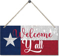 Welcome Y'all Decor Sign, Hanging Wood Sign Home Decorative, Printed Wood Wall Art Sign, Wooden Hanging Sign, Texas Flag Welcome Door Hanger, Welcome Sign for Front Door, Farmhouse Porch Decor 12*6in-Ruum Studio Home