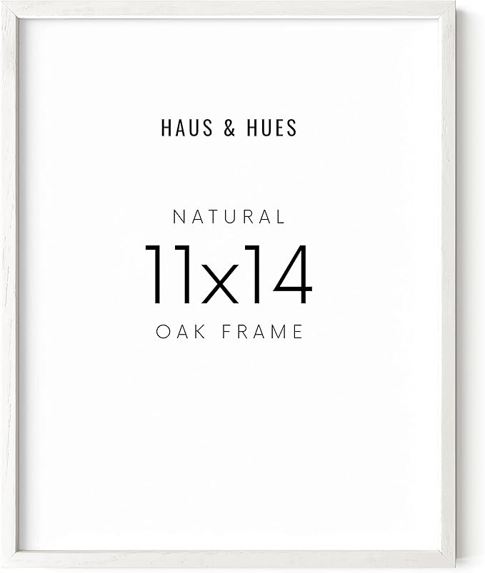 HAUS AND HUES White Oak Wood 11x14 Picture Frame - Modern Wood Wall Art Display - Lightweight White 11x14 Frame - Ready-to-Hang Vertically & Horizontally for Art Prints, Photos, Posters-Ruum Studio Home
