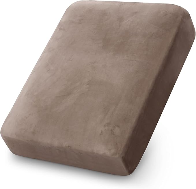 PrinceDeco Velvet Stretch Couch Cushion Cover Soft Cushion Slipcover for Chair Cushion Furniture Protector Seat Cushion Sofa Cover (Width Up to 29.5", Taupe)-Ruum Studio Home