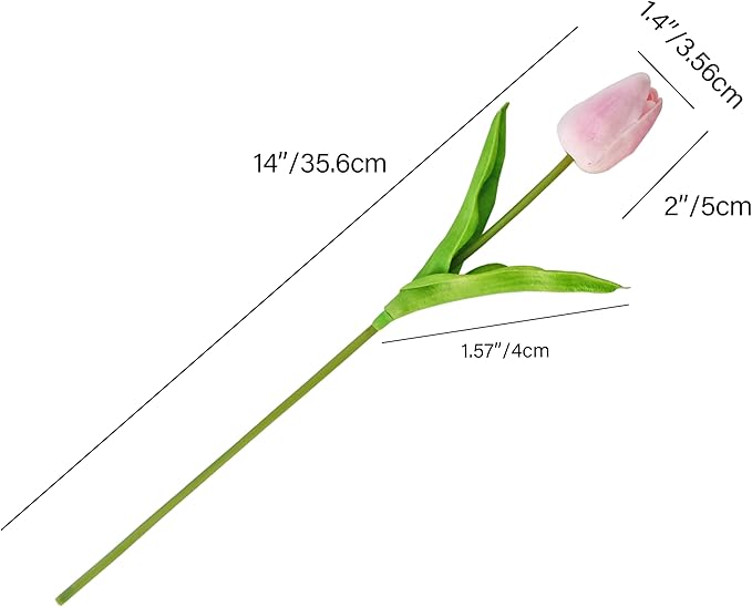 Mandy's Artificial Tulips 20 Stems Peach PU Faux Flowers for Wedding Home Decor 13.5 Inch-Ruum Studio Home