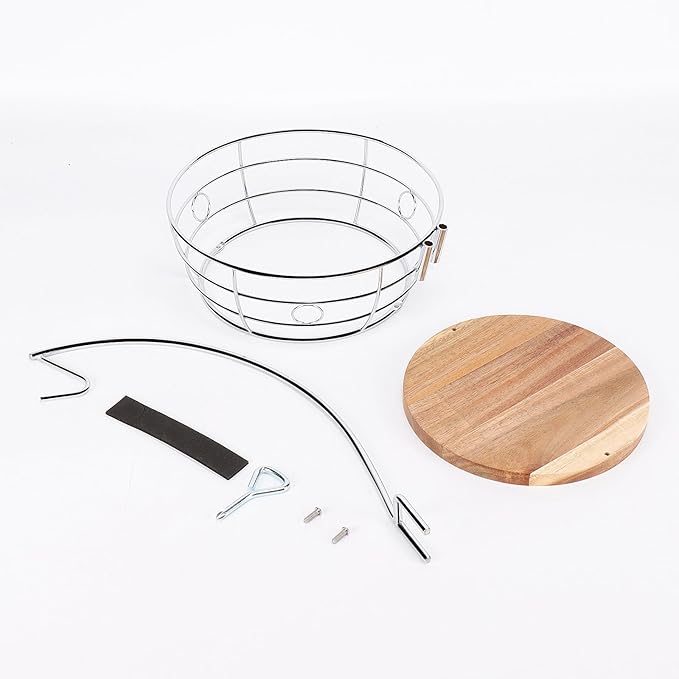 Livabber Countertop Fruit Basket Bowl with Banana Hanger, Modern Standing Fruit Vegetable Bowl Storage, with Banana Tree Holder for Kitchen Dinning Table (Round Wood, Chrome)-Ruum Studio Home
