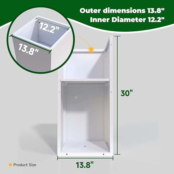 White Steel Metallic Heavy Planter for Outdoor Plants Box 14"x14"x30" Metal Planter Spliced Flower Pots with Partitions for Outside,Indoor,Garden (White, 14 * 14 * 30)-Ruum Studio Home