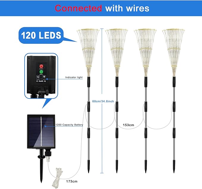 Unihoh Solar Garden Lights Outdoor, 4 Pack 120 LED Waterproof Decorative String Lights 8 Modes with Remote DIY Outdoor Decor for Pathway Walkway Yard (Cool White)-Ruum Studio Home