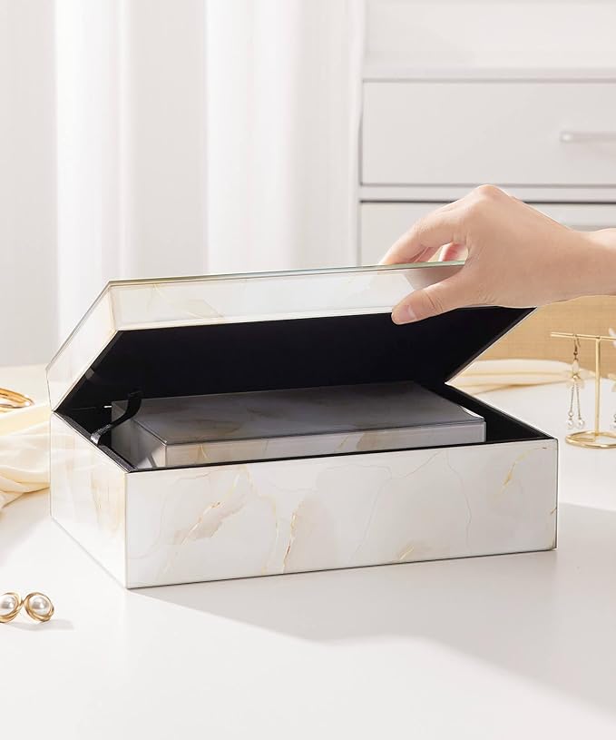 Homde Glass Decorative Storage Box: Set of 2 Boxes for Home Decor - Large Organizer with Lids for Decorations-Ruum Studio Home