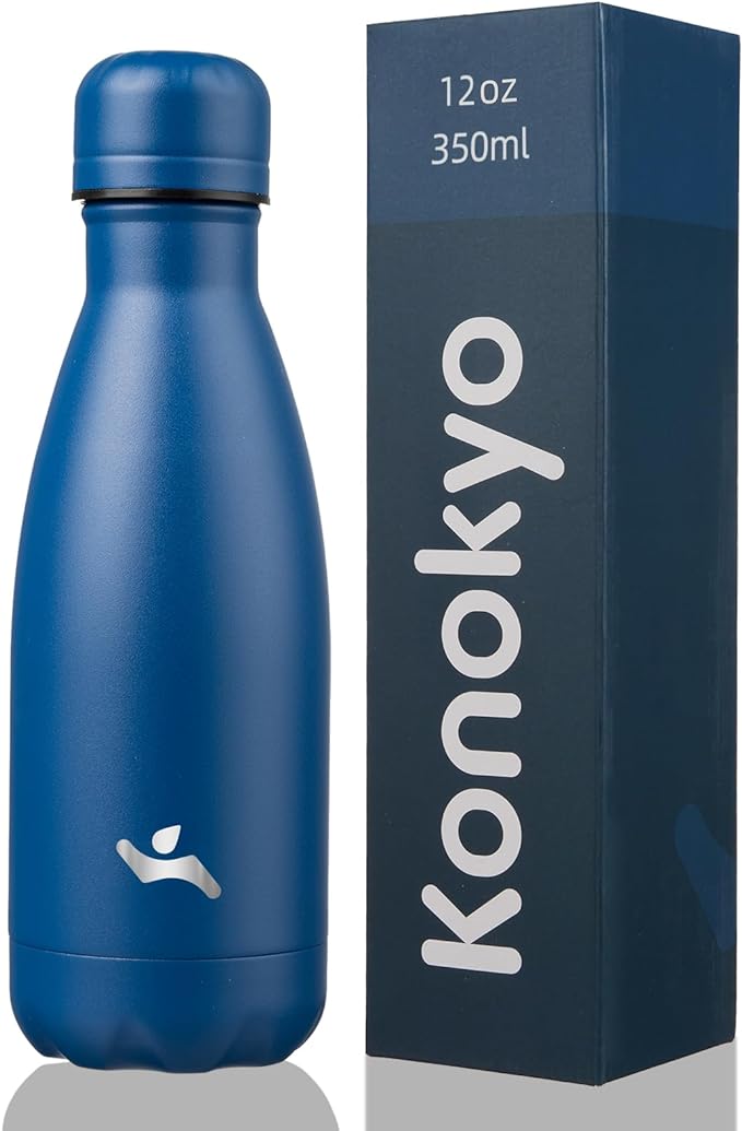 Insulated Water Bottles,12 oz Double Wall Stainless Steel Vacumm Metal Flask for Sports Travel,Blue-Ruum Studio Home