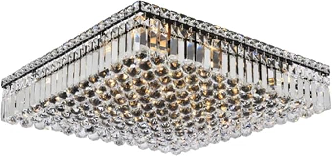 12-Lights Black Crystal Flush Mount Ceiling Light Fixtures,Elegant Crystal Chandelier Pendant Ceiling Lamp for Bedroom,Living Room,Dining Room,Hallway H5.9 x W20 x L20 (Bulb Not Included)Square-Ruum Studio Home