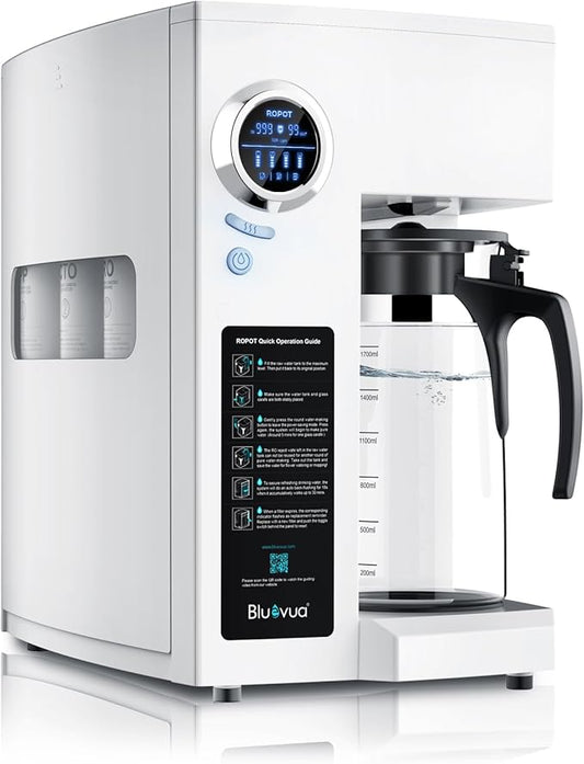 Bluevua RO100ROPOT-UV Reverse Osmosis System Countertop Water Filter - 6 Stage Purification with UV and Remineralization, Counter RO Filtration, Portable Water Purifier-Ruum Studio Home