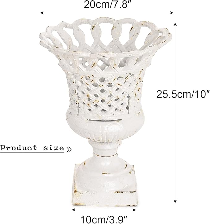 Sungmor Heavy Duty Cast Iron Urn Planter, Beautiful Hollow Trophy Design Tall Orchid Flower Pot, Large Decorative Plastic Flowers Plants Bouquets Vase, Rustic French Country Pot for Home or Garden-Ruum Studio Home
