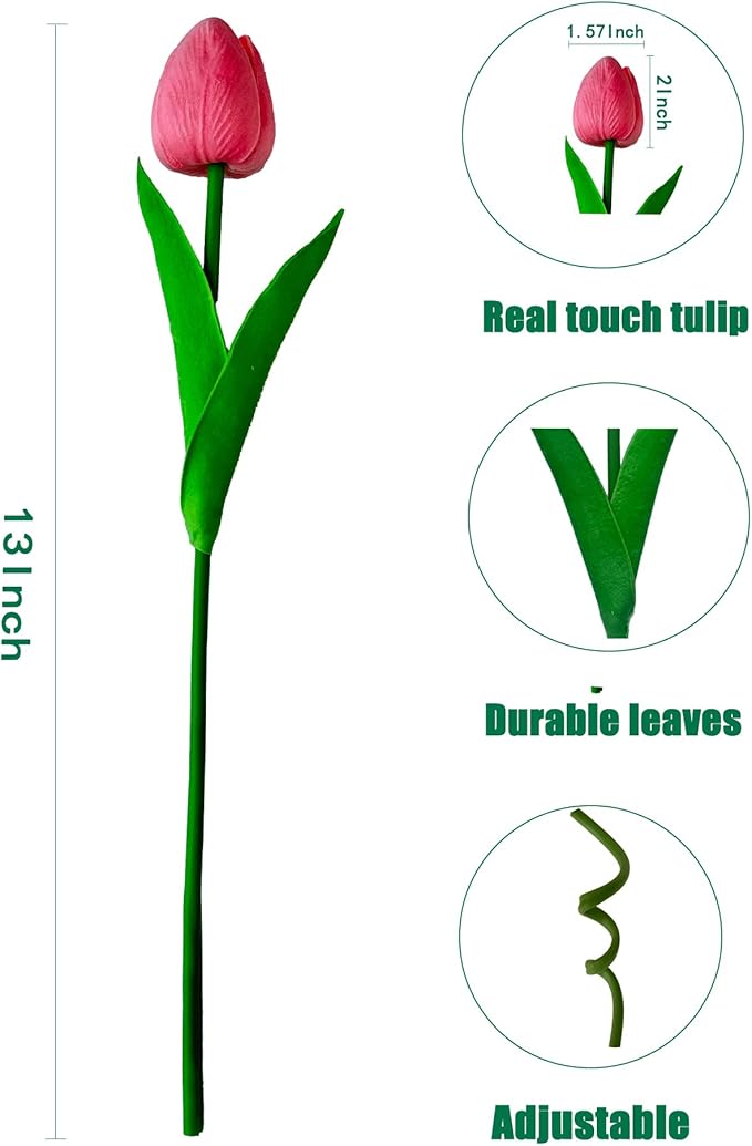 15 Pcs Artificial Tulip PU Fake Flower Realistic Touch Spring Summer Fake Flowers for Home Decor Outdoor Garden Parties and Wedding-Ruum Studio Home