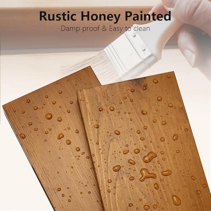 Habudda Floating Shelves, Wall Shelf for Bathroom Bedroom Kitchen, Natural Pine Real Wooden Shelves, Wall Mounted, 100% Pine, Set of 2, 30 Inches Long, Honey Oak-Ruum Studio Home