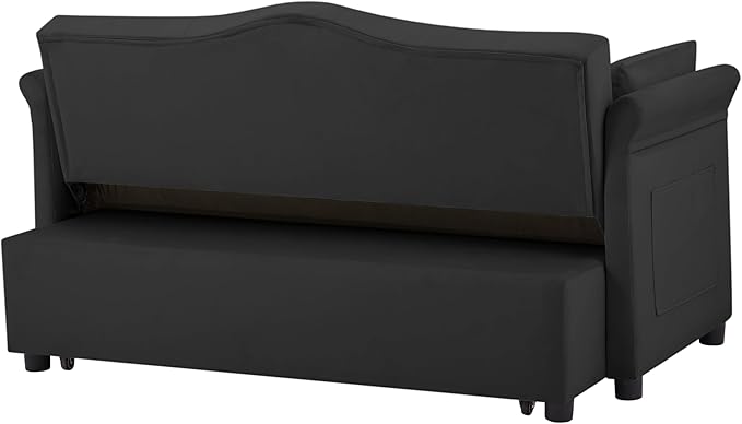 58" Velvet Sofa Bed, 3-in-1 Convertible Pull-Out Sleeper Sofa & Couch with Storage Bag and Adjustable Backrest,Perfect for Small Spaces, Living Room, or Office-Ruum Studio Home