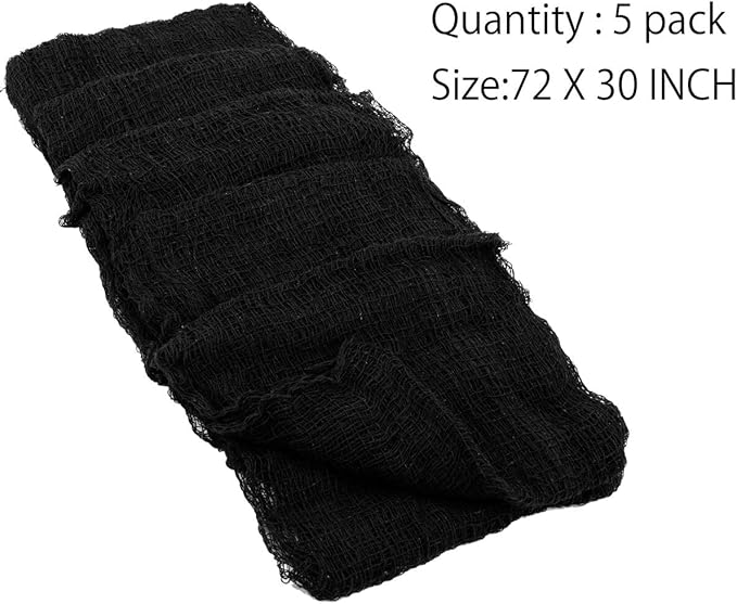 Biubee 5Pcs Halloween Black Creepy Cloth - Spooky Gauze Fabric Cloth for Haunted Horror House Halloween Party Doorway Outdoors Decoration (30" × 72")-Ruum Studio Home