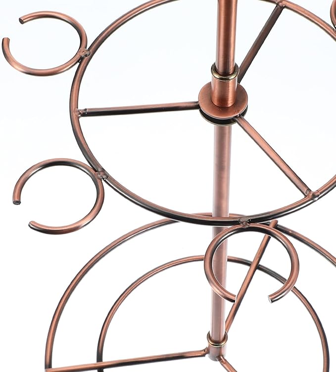 Black Metal Countertop Wine Glass Holder with Scrollwork Design, Freestanding Tabletop Stemware Storage Rack with 12 Hooks-Ruum Studio Home