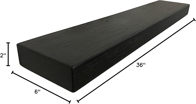joelsantiques 36 Inch Wooden Floating Shelves for Wall - 36x6x2 in - Made of Natural Wood - Long Heavy Duty Rustic Wall Shelves for Bedroom - Perfect for Living Room, Kitchen - Black-Ruum Studio Home