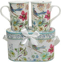 Lightahead Elegant Bone China Two Coffee Mugs set in Blue bird design 11.2 oz each cup in attractive gift box-Ruum Studio Home