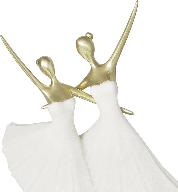 Deco 79 Polystone Dancer Decorative Sculpture Ballet Home Decor Statue with Gold Accents, Accent Figurine 9" x 4" x 13", Cream-Ruum Studio Home