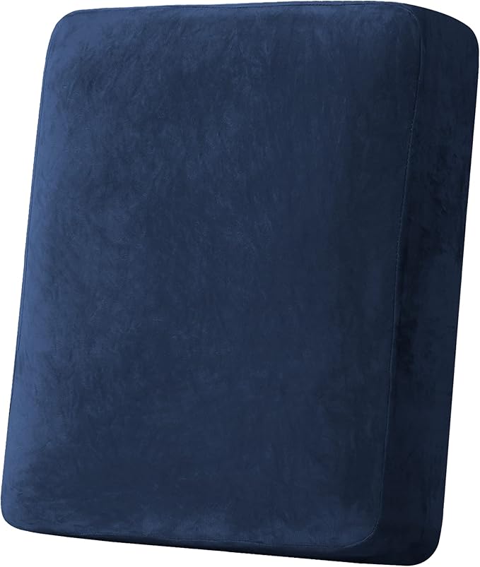 H.VERSAILTEX Velvet Stretch Couch Cushion Cover Plush Cushion Slipcover for Chair Cushion Furniture Protector Seat Cushion Sofa Cover (1 Piece Armchair Cushion Covers, Navy)-Ruum Studio Home