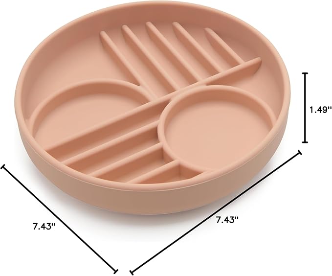 The Slowdown Bowl Silicone Slow Feeder for Dogs & Puppies, Slow Eating Modern Lick Mat Design Reduces Gulping, Fits 2 Cups 7.5” Across x 1.5” Tall, Mealtime Challenge, Medium-Blush-Ruum Studio Home