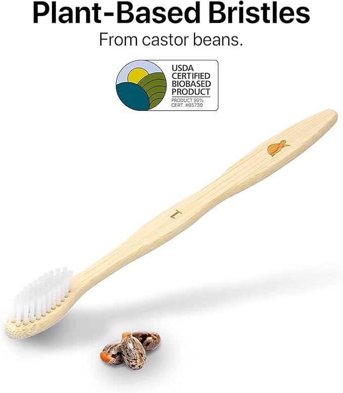 Sea Turtle Plant-Based Bristles, Bamboo Toothbrushes, Soft Natural Toothbrush for Adults (4 Pack)-Ruum Studio Home