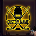 Hockey LED Wall Art with Remote – Custom Name Light Up Sign for Boys Room, Unique Gift for Hockey Players, Sports Lovers, Fans, Coaches, Man Cave, Hockey Wall Décor-Ruum Studio Home