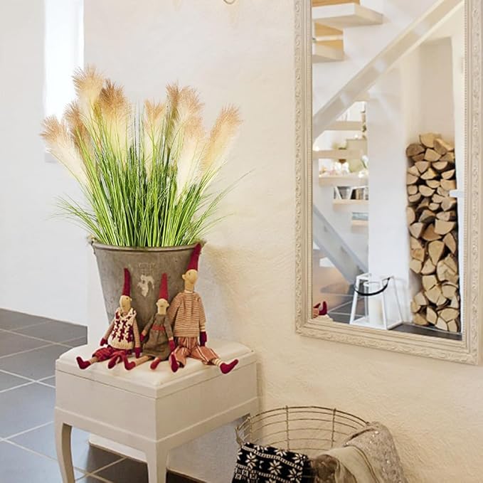 Melorca&Guilla Artificial Plants 4PCS 33.5“Fake Plant Tall Onion Fake Grass,Faux Grass Plants Artificial Grass Greenery Shrubs Bushes for Garden Shop Office Home Décor-Ruum Studio Home