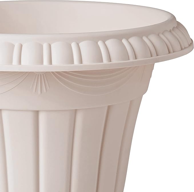 PL00TP Classic Traditional Plastic Urn Planter Indoor/Outdoor, 16" x 18", Taupe-Ruum Studio Home