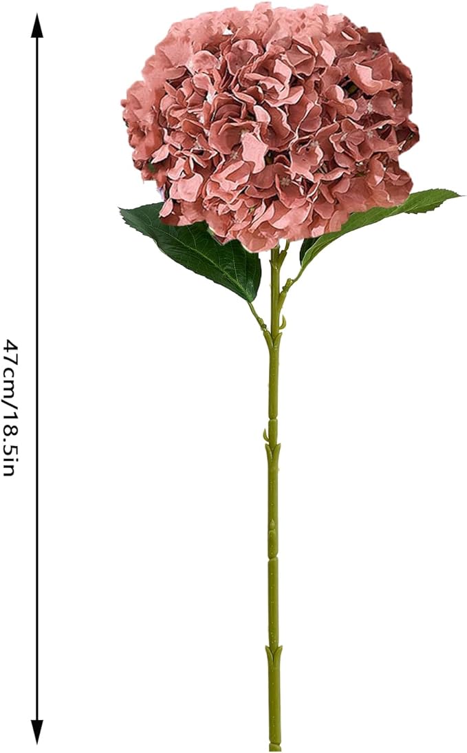 8Pcs Dusty Rose Fake Flowers Silk Hydrangea Artificial Flowers Bouquets Faux Hydrangea Stems for Home Table Centerpieces Wedding Party Decoration-Ruum Studio Home