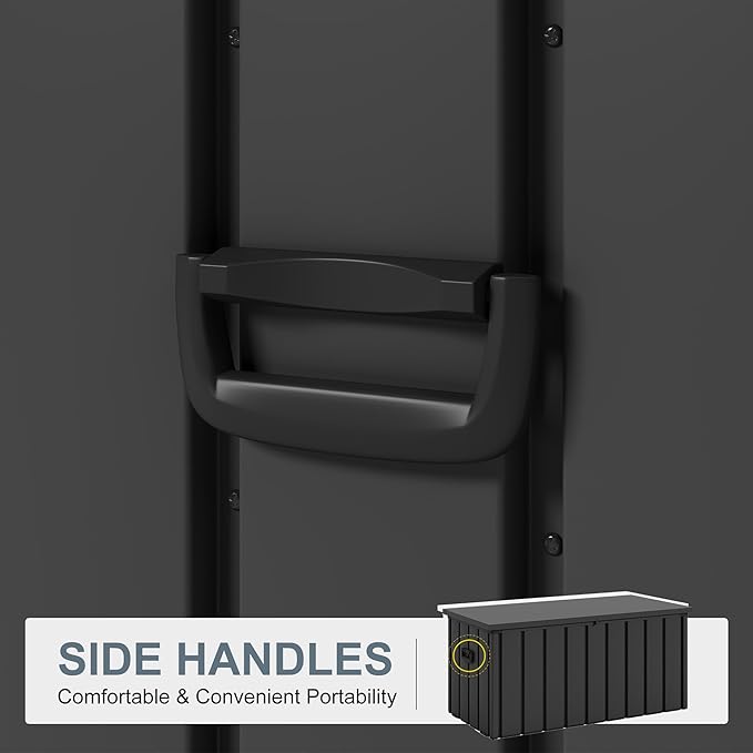 PURPLE LEAF Outdoor Deck Box 100 Gallon Waterproof Lockable Storage Box Container with Lid Deck Organization for Patio Cushions Side Table Pool Accessories Garden Tools, Gray-Ruum Studio Home