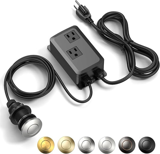 Garbage Disposal Air Switch Kit -Professional- Dual Outlet, Sink Top Waste Disposer On/Off, Garbage Disposal Button, UL Listed-Ruum Studio Home