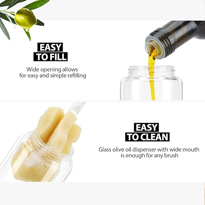 Aelga Olive Oil Dispenser Bottle - Glass Oil Dispenser - Dispenser Bottle for Kitchen with Stainless Steel Spout-Ruum Studio Home