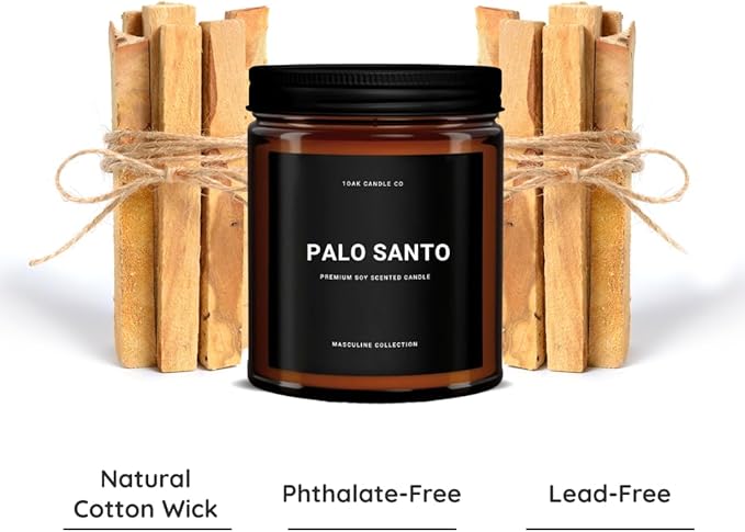 1OAK Scented Candles for Men - Palo Santo Candle - Mens Candles for Home - Masculine Candle - Long Burning Premium - Soy Wax (7oz.)-Ruum Studio Home