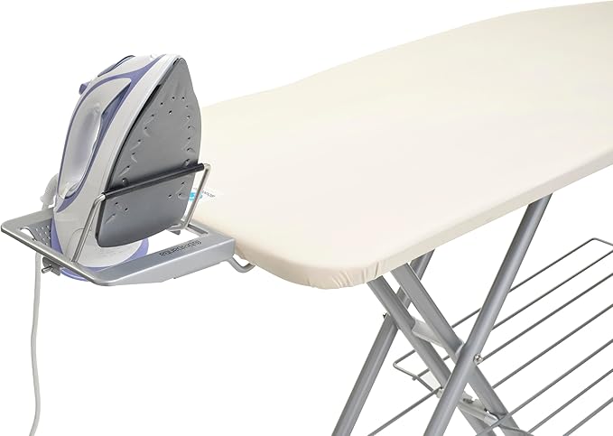 Brabantia Size C Ironing Board (49 x 18in) 7 Height Options, Adjustable Steam Iron Rest Holder & Linen Rack (Ecru) Non-Slip Feet, Anti-Collapse Child Locks-Ruum Studio Home